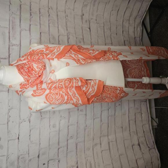 Accessories - Orange and White Paisley Beach Wrap Scarf